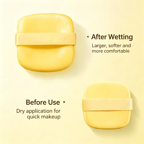 Butter Cookie Cushion Puff - Dual-Use Dry/Wet, Ultra-Soft & Non-Absorbent, Expands When Wet for Facial Contour Fit (Ideal for Foundation, Powder & Compact)
