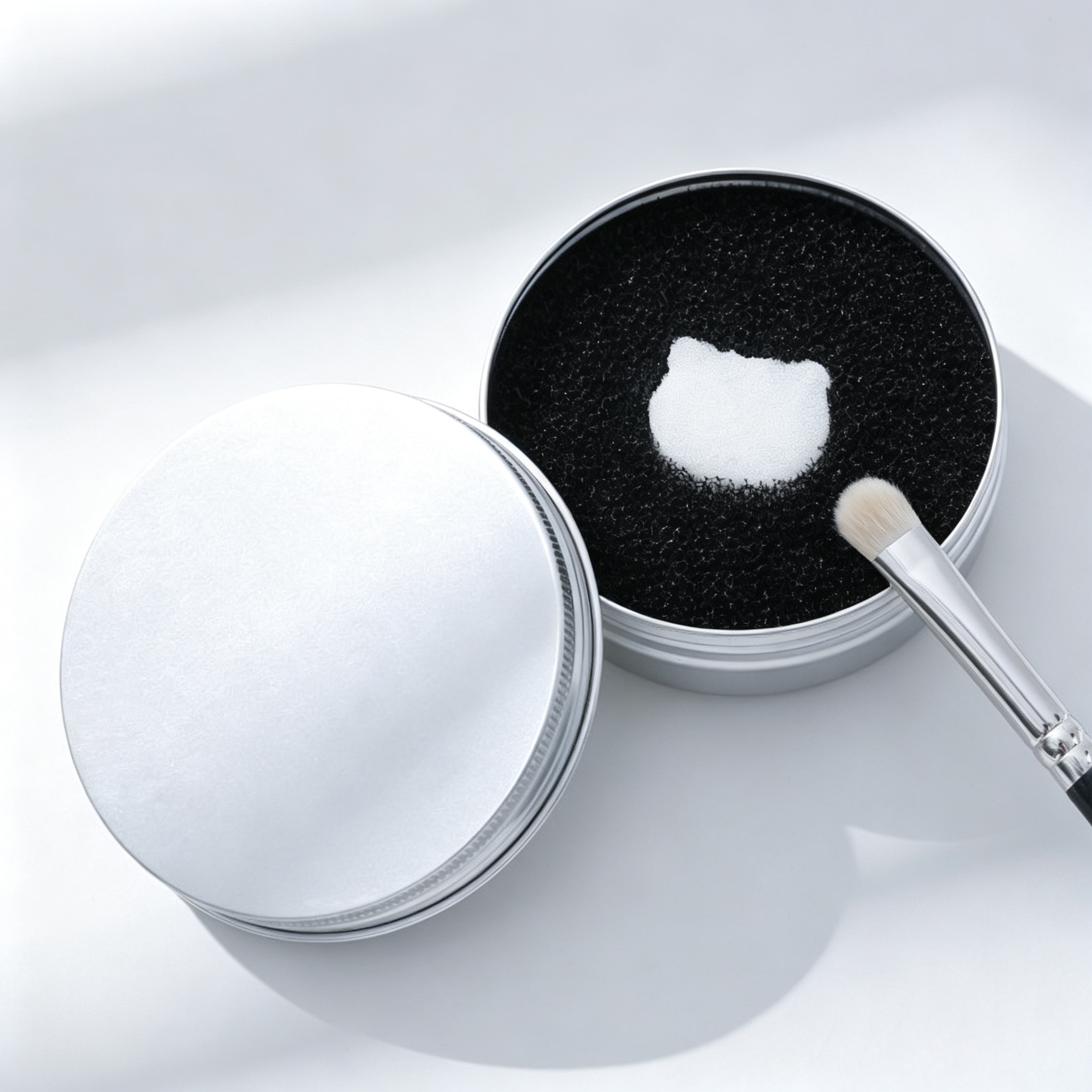 Portable Makeup Brush Dry Cleaner - Activated Charcoal Sponge for Instant Powder Removal, No-Wash Color Switching Tool in Metal Tin (Ideal for Eyeshadow/Concealer Brushes & Sponges)