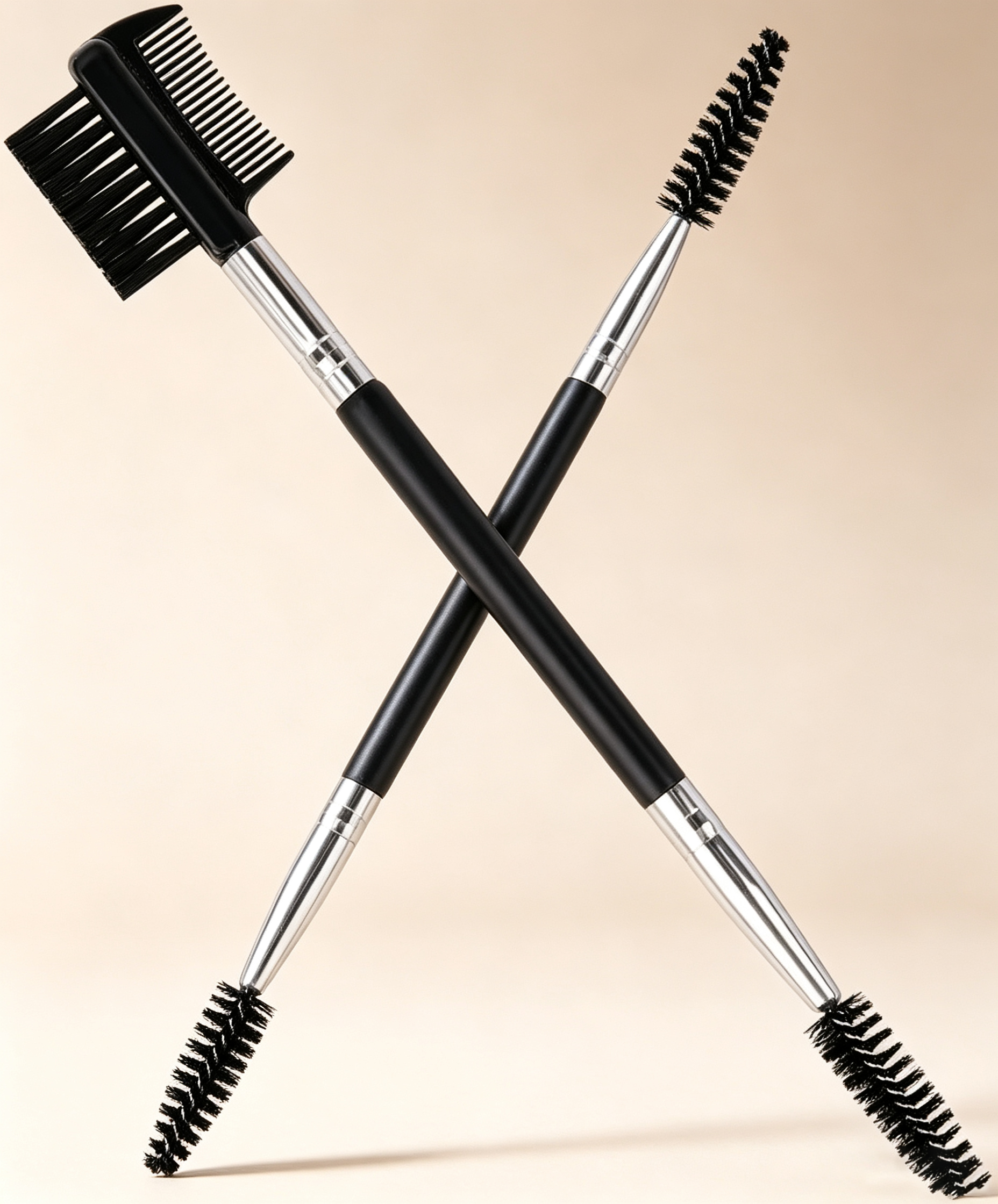 Dual-Ended Brow & Lash Brush - Spiral Spoolie + Eyebrow Comb 2-in-1, Portable Multi-Function Beauty Tool (Ideal for Brow Shaping & Lash Separation)