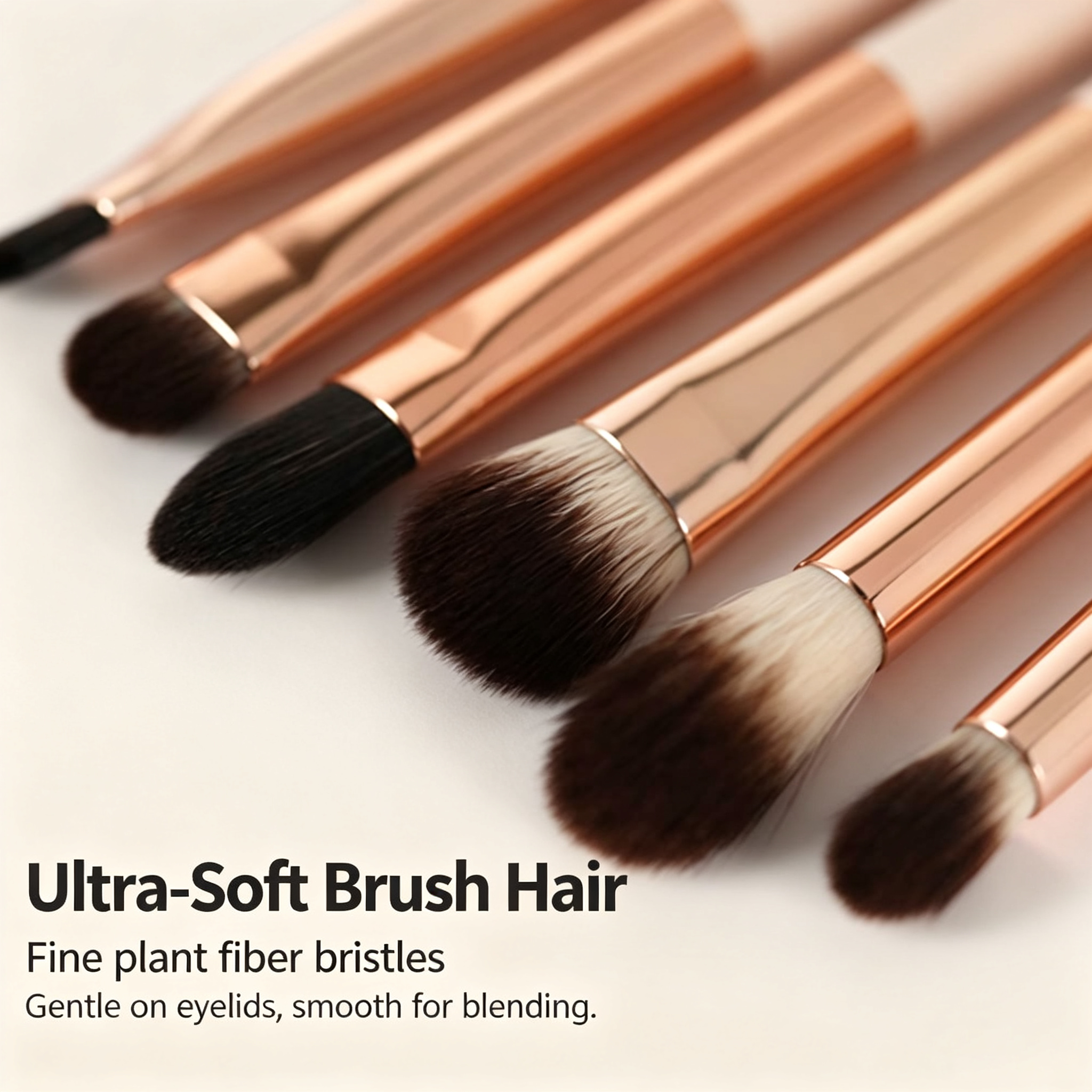 6-Piece Pink & Rose Gold Eyeshadow Brush Set - Ultra-Soft Plant Fiber Bristles for Multi-Function Eye Detailing (Ideal for Eyeshadow, Eyeliner & Brows)